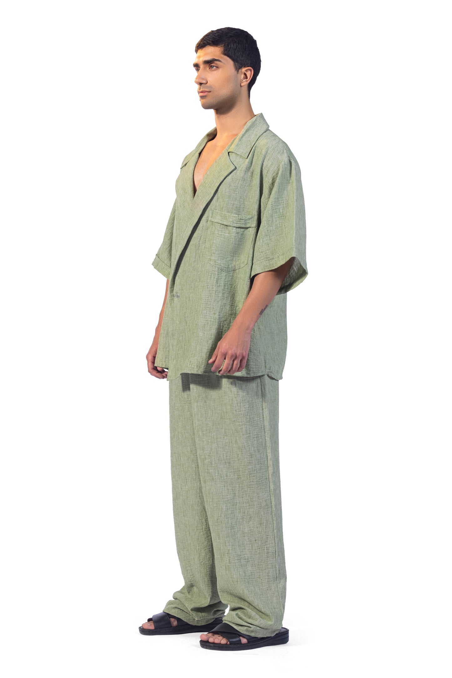 mint green linen set
