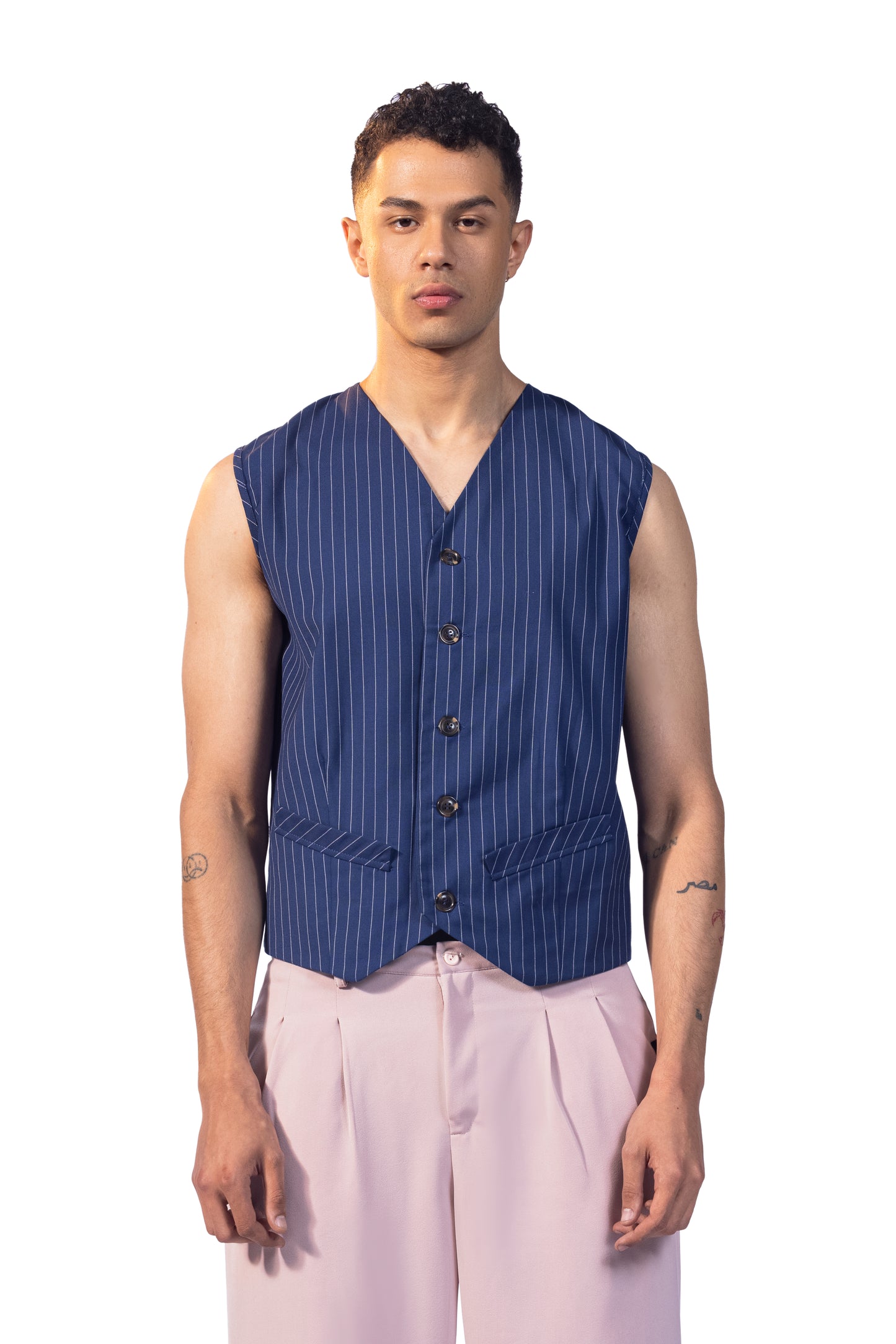 blue silk vest