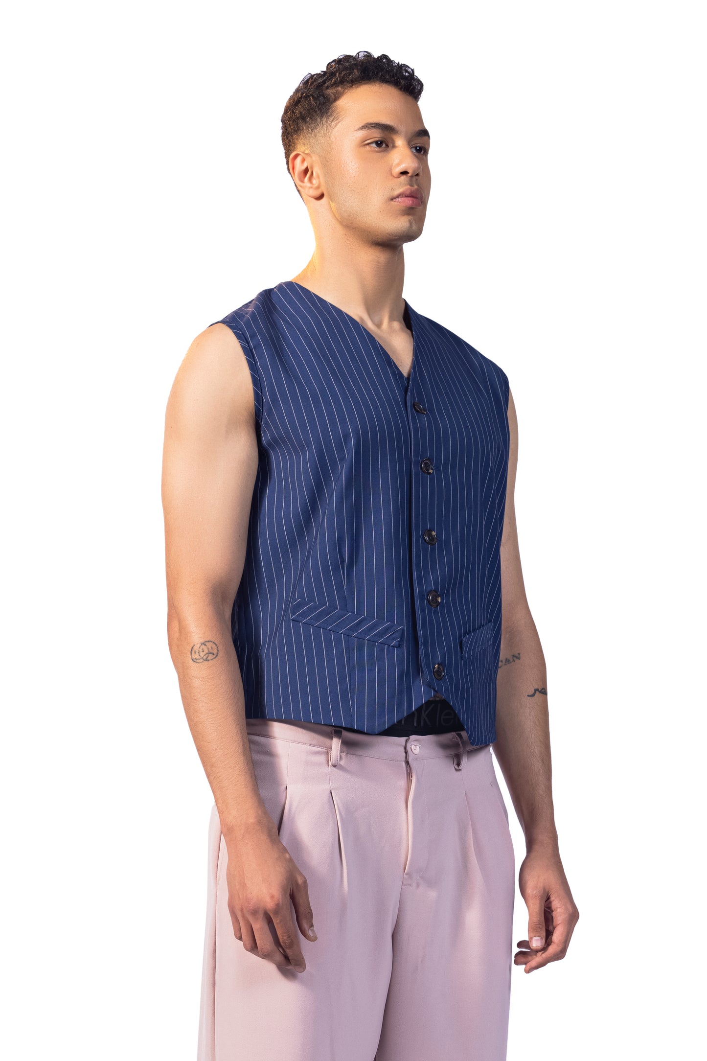 blue silk vest