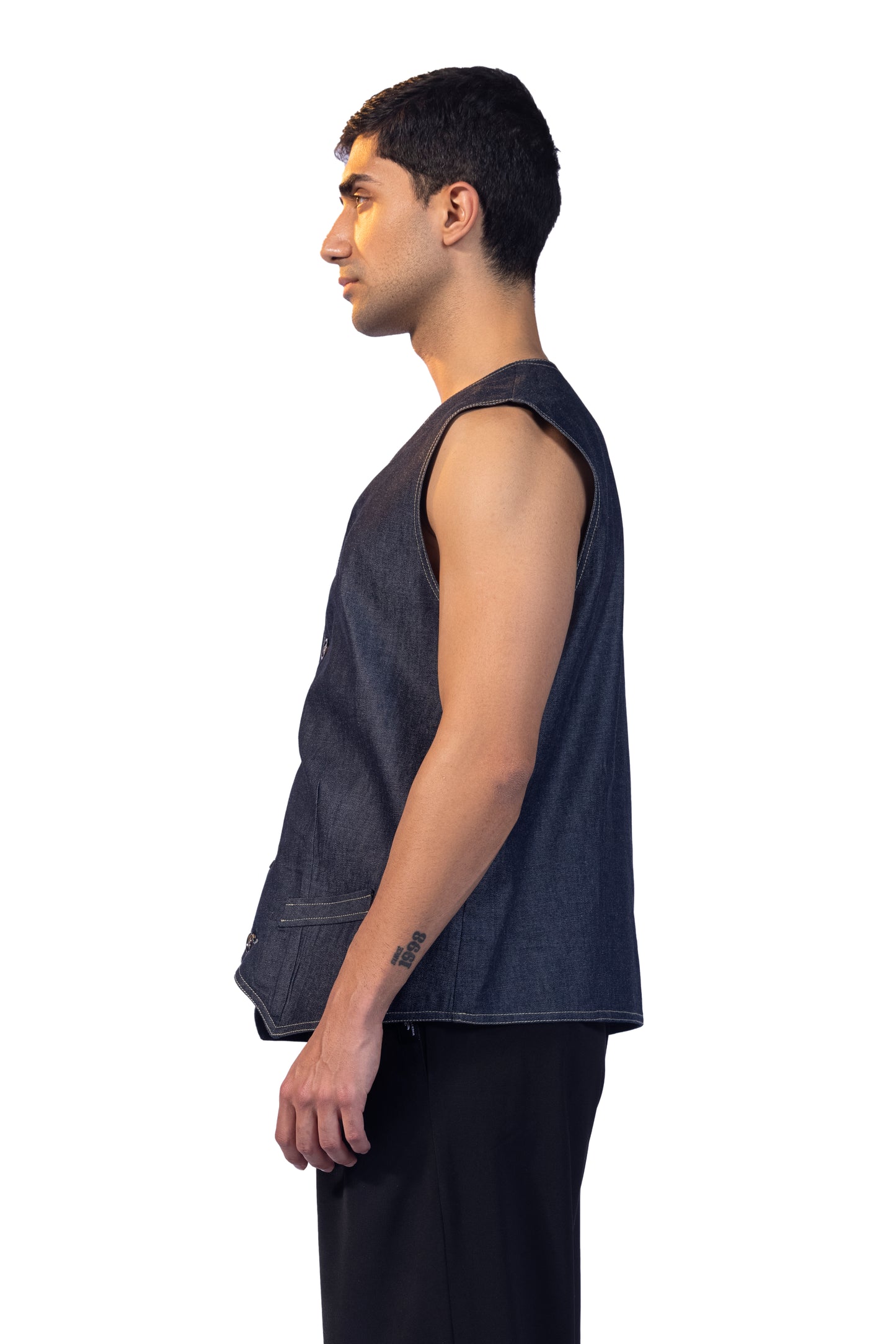 grey jeans vest