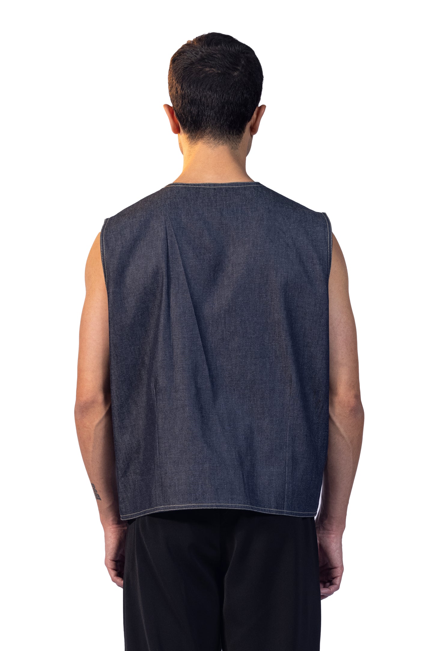 grey jeans vest