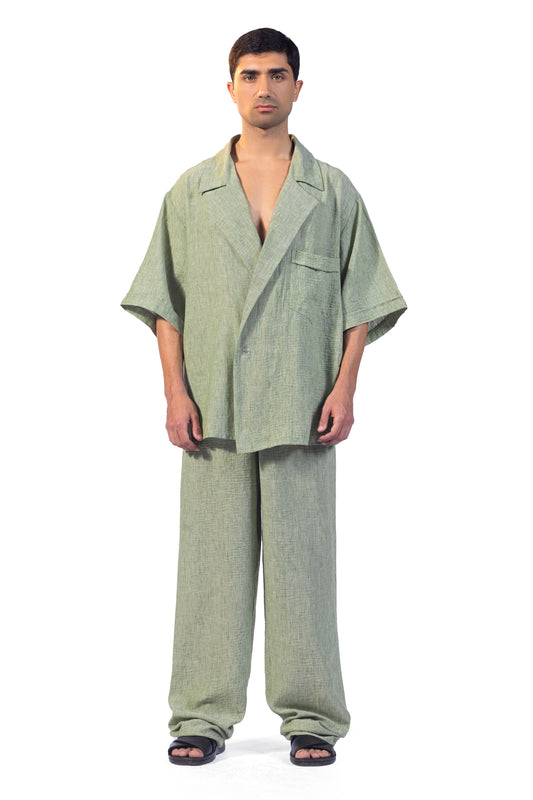 mint green linen set