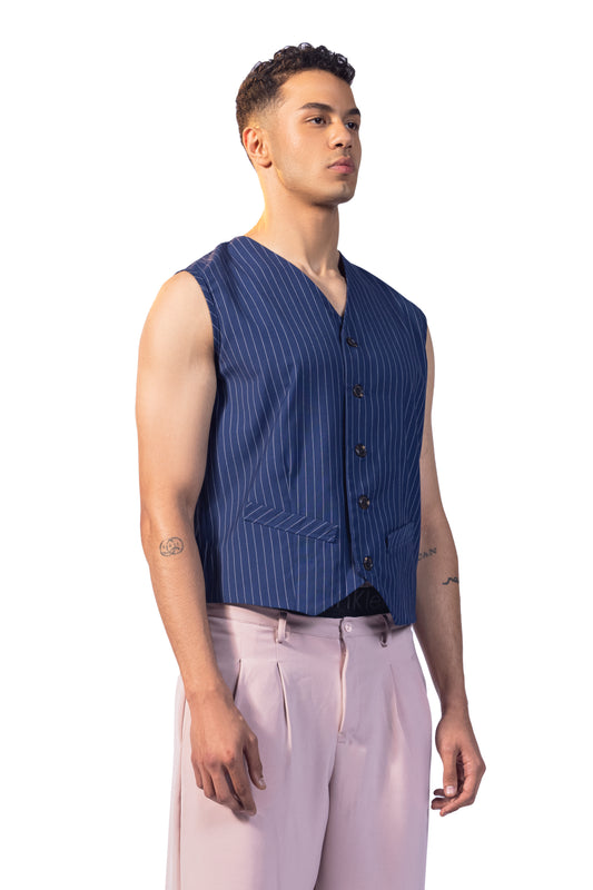 blue silk vest